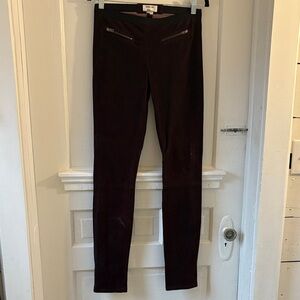Helmut Lang Dark Purple Lambskin Suede Pants